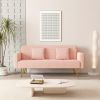 71.7 inch pinkteddy fleece sofa bed Bring two throw pillows