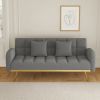 69-inch grey sofa bed with adjustable sofa teddy fleece 2 throw pillows