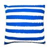 20 x 20 Modern Square Cotton Accent Throw Pillow, Screen Printed Stripes Pattern, Blue, White