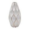 Elegant White Ceramic Vase with Gold Accents - Timeless Home Decor