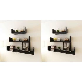 Wall Shelves 6 pcs Black