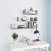 Wall Display Shelf 3 pcs Concrete Gray Engineered Wood
