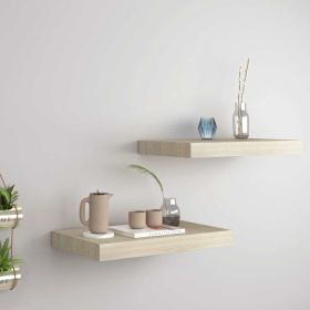 Floating Wall Shelves 2 pcs Oak 15.7"x9.1"x1.5" MDF