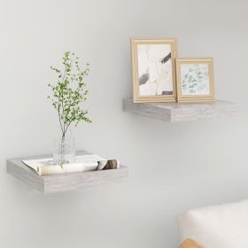 Floating Wall Shelves 2 pcs Concrete Gray 9.1"x9.3"x1.5" MDF