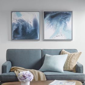 Blue Lagoon 2 Abstract 2-piece Framed Canvas Wall Art Set