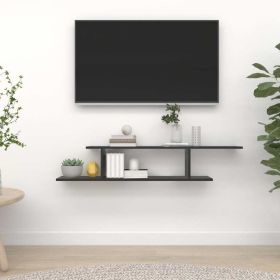 Wall-Mounted TV Shelf Black 49.2"x7.1"x9.1" Engineered Wood