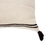 18 x 18 Square Cotton Accent Throw Pillow with Simple Striped Pattern and Tassels, Set of 2, White and Black