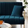 [New Design] Modern and comfortable Dark Blue Australian cashmere fabric sofa, comfortable loveseat with two throw pillows