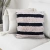 Adiv 18 x 18 Handcrafted Shaggy Cotton Accent Throw Pillows, Handknit Yarn, Set of 2, White, Black