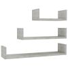 Wall Display Shelf 3 pcs Concrete Gray Engineered Wood
