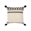 18 x 18 Square Cotton Accent Throw Pillow with Simple Striped Pattern and Tassels, Set of 2, White and Black