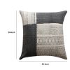 Dae 24 x 24 Square Handwoven Accent Throw Pillow, Cotton Dhurrie, Classic Kilim Pattern, Gray, Off White