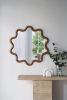 31" x 30" Wooden Accent Mirror with Unique Frame, Wall Mirror for Living Room Bedroom Entryway