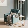 Versatile C-Shaped Mini Side Table With Gold Steel Frame And Faux Marble Top