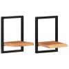 Wall Shelves 2 pcs 9.8"x9.8"x13.8" Solid Wood Acacia and Steel