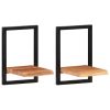Wall Shelves 2 pcs 9.8"x9.8"x13.8" Solid Wood Acacia and Steel