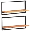 Wall Shelves 2 pcs 31.5"x9.8"x13.8" Solid Wood Acacia and Steel