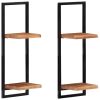 Wall Shelves 2 pcs 9.8"x9.8"x29.5" Solid Wood Acacia and Steel