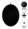 Oval Shagreen Decorative Wall Hanging Mirror,PU Covered MDF Framed Mirror for Bedroom Living Room Vanity Entryway Wall Decor,23.62x29.92inch