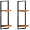 Wall Shelves 2 pcs 9.8"x9.8"x29.5" Solid Wood Acacia and Steel