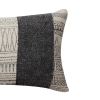 12 x 20 Rectangular Soft Cotton Dhurrie Accent Lumbar Throw Pillow, Kilim Pattern, Gray, White