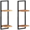 Wall Shelves 2 pcs 9.8"x9.8"x29.5" Solid Wood Acacia and Steel