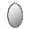 Oval Shagreen Decorative Wall Hanging Mirror,PU Covered MDF Framed Mirror for Bedroom Living Room Vanity Entryway Wall Decor,23.62x29.92inch