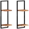 Wall Shelves 2 pcs 9.8"x9.8"x29.5" Solid Wood Acacia and Steel