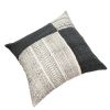 Dae 24 x 24 Square Handwoven Accent Throw Pillow, Cotton Dhurrie, Classic Kilim Pattern, Gray, Off White