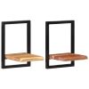 Wall Shelves 2 pcs 9.8"x9.8"x13.8" Solid Wood Acacia and Steel