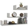 Wall Display Shelf 3 pcs Concrete Gray Engineered Wood