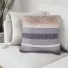 18 x 18 Cotton Accent Throw Pillows, Geometric Lined Pattern, Set of 2, Multicolor