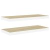 Floating Wall Shelves 2 pcs Oak and White 31.5"x9.3"x1.5" MDF