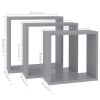 Wall Cube Shelves 3 pcs Gray MDF