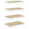 Floating Wall Shelves 4 pcs Oak and White 15.7"x9.1"x1.5" MDF
