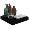 Floating Wall Shelves 2 pcs High Gloss Black 9.1"x9.3"x1.5" MDF