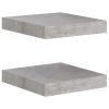 Floating Wall Shelves 2 pcs Concrete Gray 9.1"x9.3"x1.5" MDF