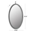 Oval Shagreen Decorative Wall Hanging Mirror,PU Covered MDF Framed Mirror for Bedroom Living Room Vanity Entryway Wall Decor,23.62x29.92inch