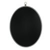 Oval Shagreen Decorative Wall Hanging Mirror,PU Covered MDF Framed Mirror for Bedroom Living Room Vanity Entryway Wall Decor,23.62x29.92inch
