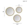 Marlowe Gold Beaded Round Wall Mirror 3-piece set