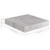 Floating Wall Shelves 2 pcs Concrete Gray 9.1"x9.3"x1.5" MDF