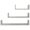 Wall Display Shelf 3 pcs Concrete Gray Engineered Wood