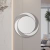 24 inch Wall-Mounted Silver Decorative Round Wall Mirror for Home, Living Room, Bedroom, Entryway