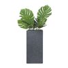 RESIN, S/2 11/13"D SQUARE NESTED PLANTERS, DK GRAY