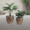 RESIN, S/2 17/20" TEXTURED PLANTERS, BROWN