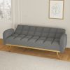 69-inch grey sofa bed with adjustable sofa teddy fleece 2 throw pillows