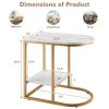 Versatile C-Shaped Mini Side Table With Gold Steel Frame And Faux Marble Top