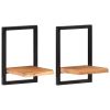 Wall Shelves 2 pcs 9.8"x9.8"x13.8" Solid Wood Acacia and Steel