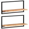 Wall Shelves 2 pcs 31.5"x9.8"x13.8" Solid Wood Acacia and Steel