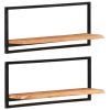 Wall Shelves 2 pcs 31.5"x9.8"x13.8" Solid Wood Acacia and Steel